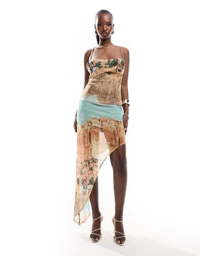 Robe mi-longue à bretelles avec ourlet asymétrique et imprimé western - Asos Design - Modalova
