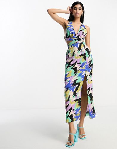 Robe mi-longue à découpes - Imprimé esquisse coloré - Asos Design - Modalova