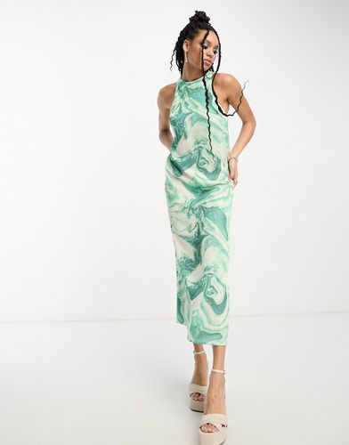 Robe mi-longue à dos nageur avec imprimé tourbillon - Vert - Asos Design - Modalova