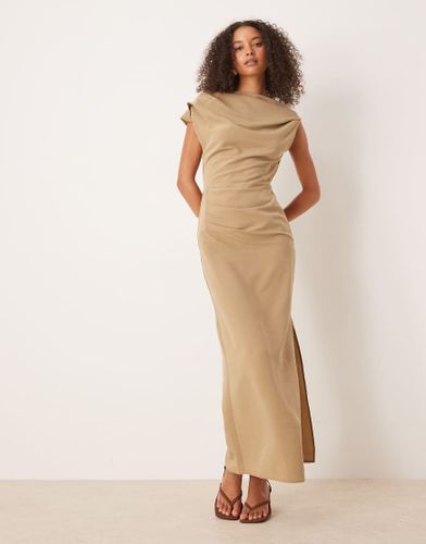 Robe mi-longue  encolure bnitier asymtrique sur le devant - Taupe - Asos Design - Modalova