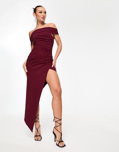 Robe mi-longue asymétrique drapée et structurée - foncé - Asos Design - Modalova