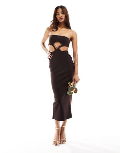 Robe mi-longue bandeau à découpes - Chocolat - Asos Design - Modalova