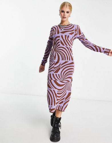 Robe mi-longue en maille à imprimé tourbillon abstrait - Asos Design - Modalova