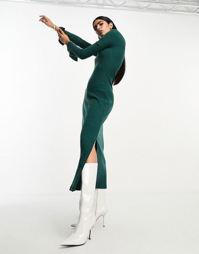 Robe mi-longue en maille ultra douce à manches longues et col montant - foncé - Asos Design - Modalova
