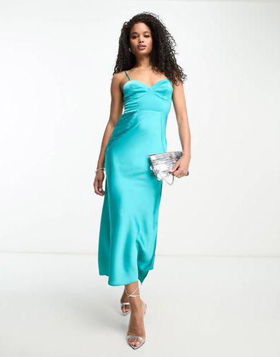 Robe mi-longue en satin avec bonnets préformés - Turquoise - Asos Design - Modalova