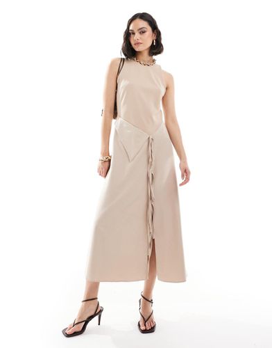 Robe mi-longue hybride avec superposition et liens - Taupe - Asos Design - Modalova