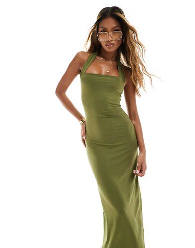 Robe moulante mi-longue à encolure américaine - olive - Asos Design - Modalova