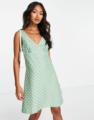 Robe nuisette courte en lin à col V - Sauge à pois - Asos Design - Modalova