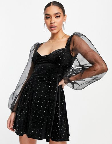 Robe patineuse courte en velours à clous dorés - Asos Design - Modalova