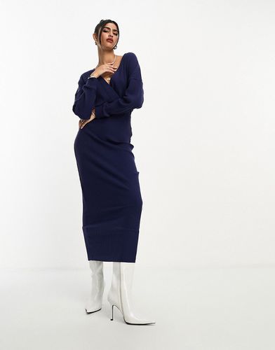 Robe portefeuille mi-longue en tissu côtelé ultra doux avec manches longues - Asos Design - Modalova