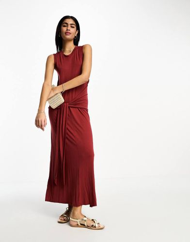 Robe ras de cou mi-longue sans manches et jupe paréo à nouer - Terracotta - Asos Design - Modalova