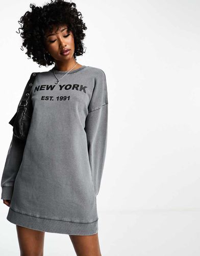 Robe sweat oversize à inscription New York » - Anthracite - Asos Design - Modalova