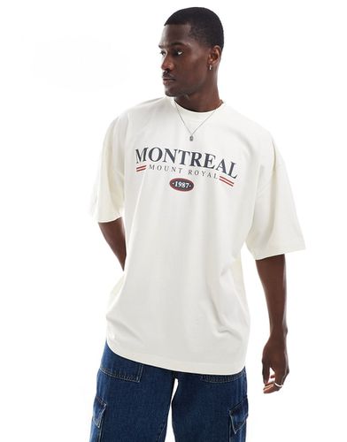 T-shirt ultra oversize avec imprimé texte Montreal à l'avant - Blanc cassé - Asos Design - Modalova