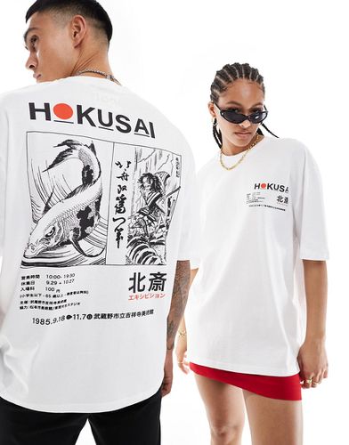 T-shirt unisexe oversize à imprimés auvres de Hokusai sous licence - Asos Design - Modalova