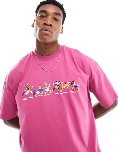 T-shirt unisexe oversize avec imprimé Mickey Mouse et ses amis - Rose - Asos Design - Modalova