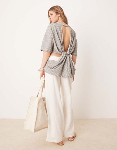 T-shirt  manches courtes ray avec dtail torsad au dos - Noir et blanc - Asos Design - Modalova