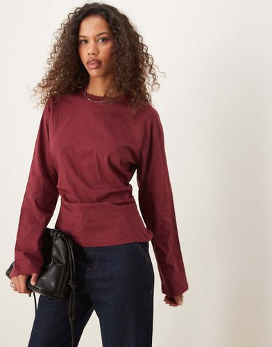 T-shirt à manches longues et taille corsetée - Bordeaux - Asos Design - Modalova