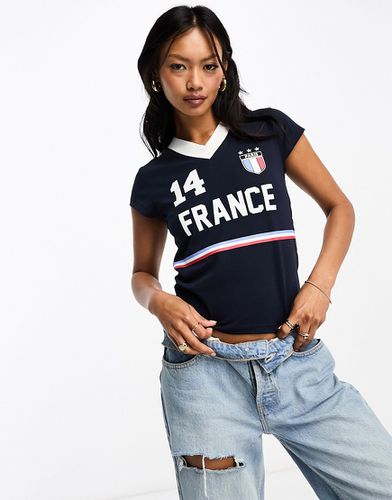 T-shirt col en V à motif France - Asos Design - Modalova