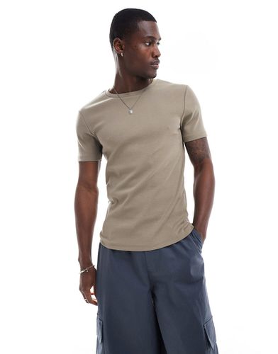 T-shirt côtelé moulant - Marron - Asos Design - Modalova