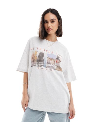 T-shirt coupe boyfriend à imprimé photo Saint-Tropez - Glace chiné - Asos Design - Modalova