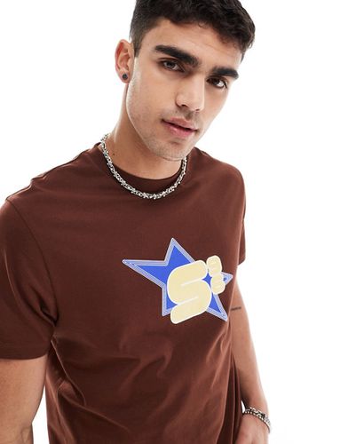 T-shirt coupe carrée à imprimé étoile devant - Marron - Asos Design - Modalova