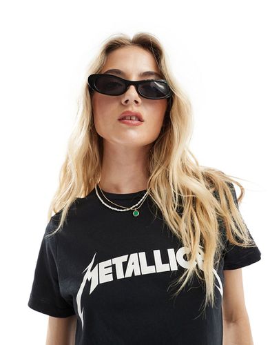 T-shirt crop top à imprimé Metallica sous licence - Anthracite délavé - Asos Design - Modalova