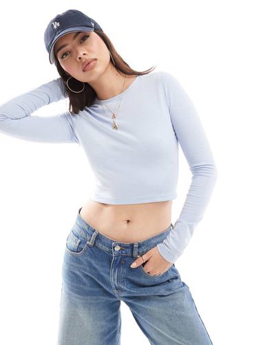 T-shirt crop top ajusté à manches longues - pastel délavé - Asos Design - Modalova