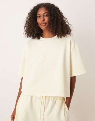 T-shirt crop top d'ensemble coupe carre en maille interlock - Citron - Asos Design - Modalova