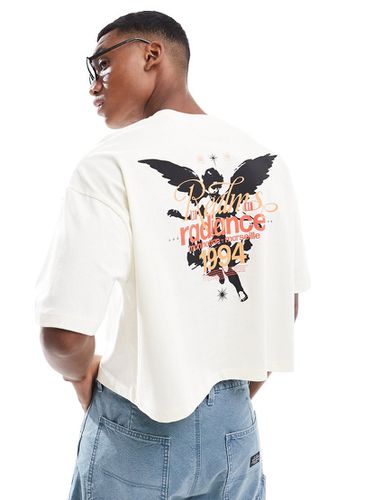 T-shirt crop top oversize avec imprimé au dos - cassé - Asos Design - Modalova
