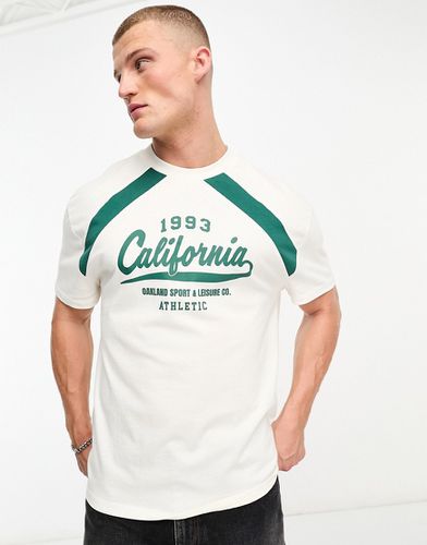 T-shirt décontracté à manches raglan color block avec imprimé sur le devant - Beige - Asos Design - Modalova