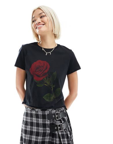 T-shirt effet rétréci à imprimé rose - Asos Design - Modalova