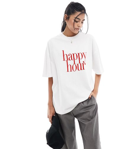T-shirt épais coupe boyfriend à imprimé Happy Hour - Asos Design - Modalova