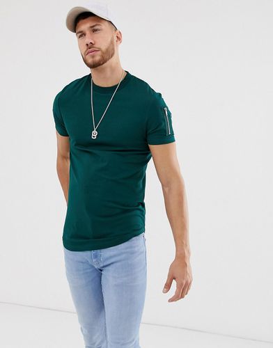 T-shirt long ajusté à ourlet arrondi et poche MA1 - Asos Design - Modalova