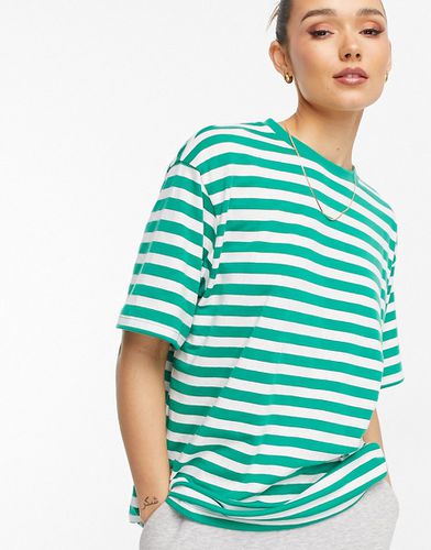T-shirt oversize texturé à rayures - Vert et crème - Asos Design - Modalova