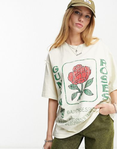 T-shirt oversize à motif Guns N'Roses officiel - Taupe - Asos Design - Modalova