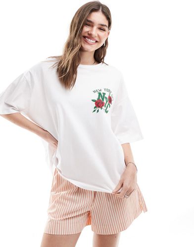 T-shirt oversize à motif graphique avec roses - Asos Design - Modalova