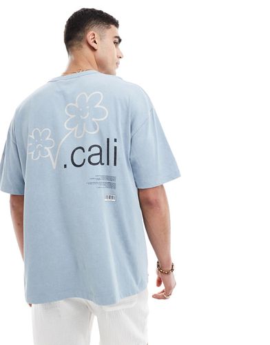 T-shirt oversize à imprimé Californie et fleurs au dos - Bleu délavé - Asos Design - Modalova