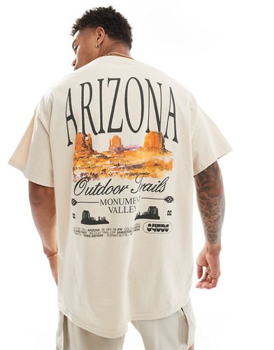 T-shirt oversize à imprimé Arizona au dos - Beige - Asos Design - Modalova