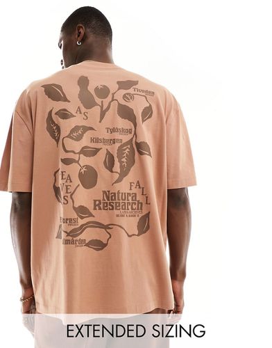 T-shirt oversize à imprimé feuilles au dos - Fauve - Asos Design - Modalova