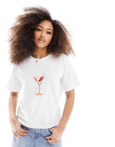 T-shirt oversize à imprimé martini - Ivoire - Asos Design - Modalova