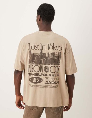 T-shirt oversize  imprim Tokyo - Beige - Asos Design - Modalova