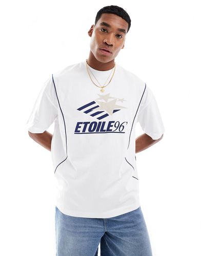 T-shirt oversize à liserés et imprimé sportif sur la poitrine - Asos Design - Modalova