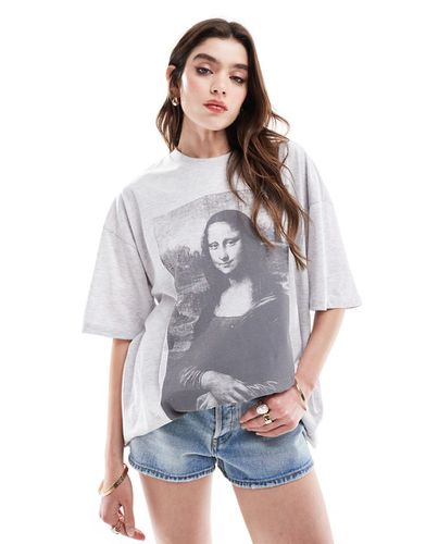 T-shirt oversize avec motif Mona Lisa sous licence - Glacier chiné - Asos Design - Modalova