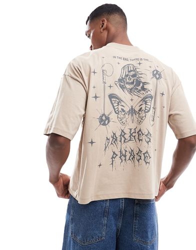 T-shirt oversize avec imprimé grunge dans le dos - Marron - Asos Design - Modalova
