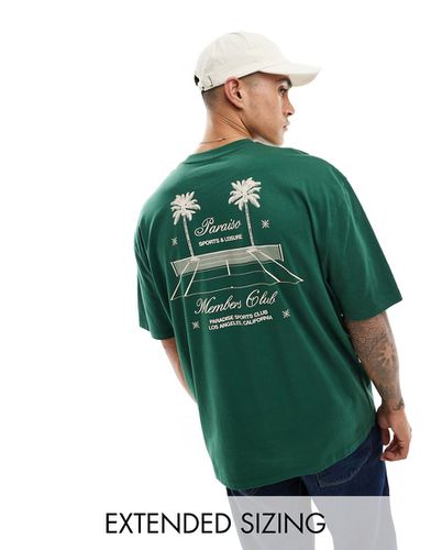 T-shirt oversize avec imprimé devant et au dos - foncé - Asos Design - Modalova