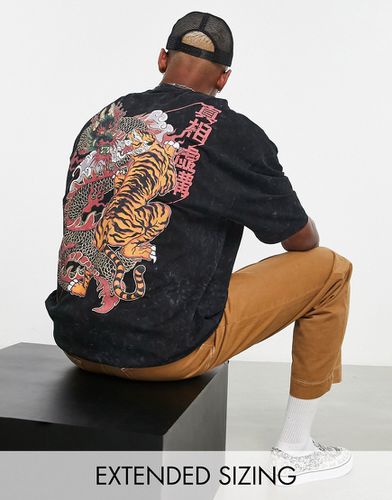T-shirt oversize avec imprimé dragon dans le dos - délavé - Asos Design - Modalova