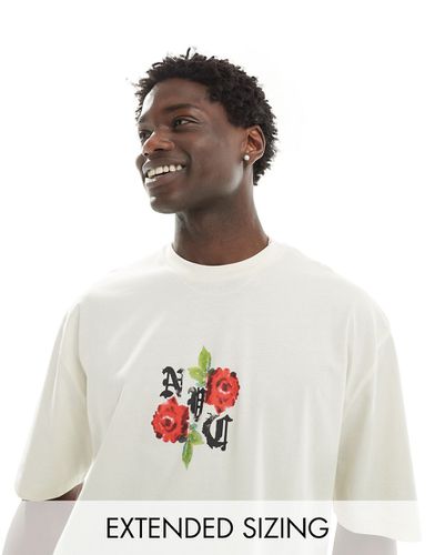 T-shirt oversize avec imprimé fleuri à l'avant - Beige - Asos Design - Modalova