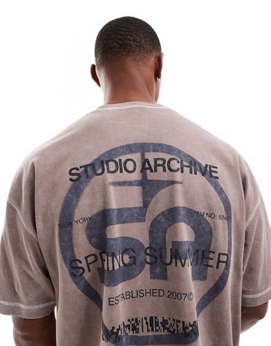 T-shirt oversize avec imprimé Street au dos - Marron délavé - Asos Design - Modalova