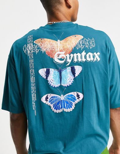 T-shirt oversize avec imprimé photo papillons au dos - sarcelle - Asos Design - Modalova