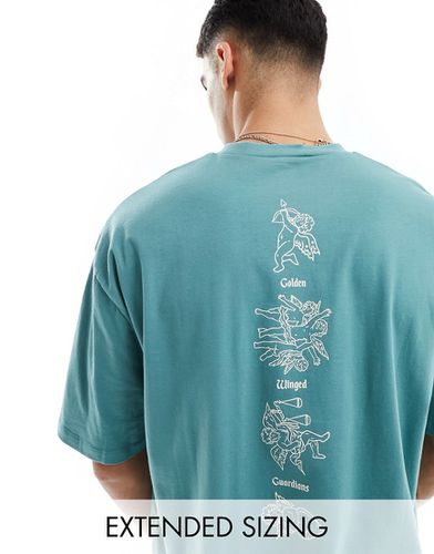 T-shirt oversize avec imprimé renaissance au dos - Bleu sarcelle - Asos Design - Modalova